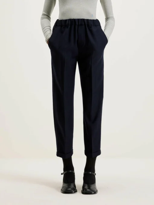 NICHOLSON & NICHOLSON Sand Boyfriend Broek Van Wol